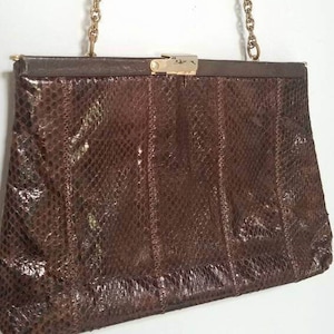 60s Vintage Palizzio Snake Skin Purse handbag Reptile shoulder bag