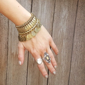 Handmade Tibetan Style Coin Bracelet Bangle cuff Egyptian Boho Coachella Festival jewelry wedding