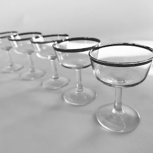Set von 5 Französischen Coupé Cocktailgläser Platinrand Champagner Vintage Dessert Becher Cocktail Footed Cups Hochzeit Einweihungsgeschenk