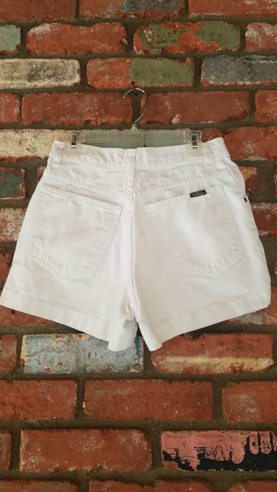 White High Waisted Bonjour Denim Jean Shorts high 