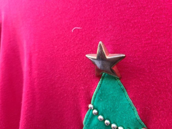 Holiday Christmas Ugly Sweater xmas tree 90s Puff… - image 4