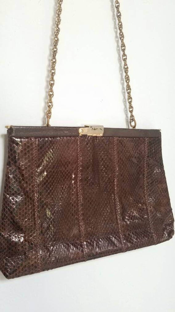 60s Vintage Palizzio Snake Skin Purse handbag Rept