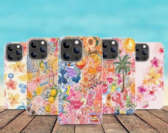 Summer Aesthetic Phone Case, Colorful Collage Cover For iPhone, Samsung, Pixel