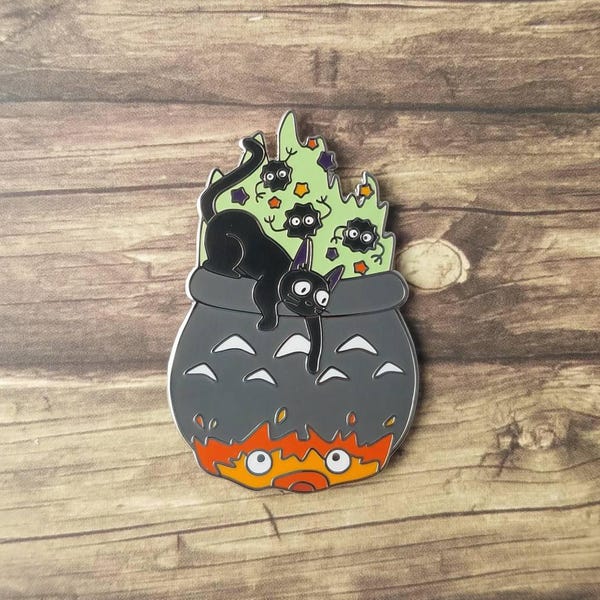 Cat's Brew & Demons Too Pin // Hard Enamel Pin // Ghibli Fanart // Lapel Pin