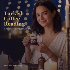 Turkisk kaffeläsning, personlig kaffekoppläsning, spåmansläsning, kaffespåkona, digitalt A4 PDF-minnessak, present till kaffeälskare