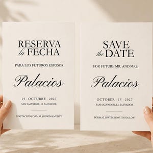 Bilingual Save the Date Template | Spanish Reserva la Fecha Canva Design (5x7)