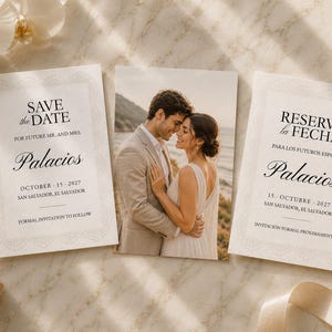 Modello bilingue per annunciare la data del giorno della festa / Spagnolo Reserva la Fecha Canva Design (5x7)