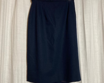 Talbots Navy Blue 100% Wool Pencil Skirt Made in USA Vintage 6 Minimalist Career