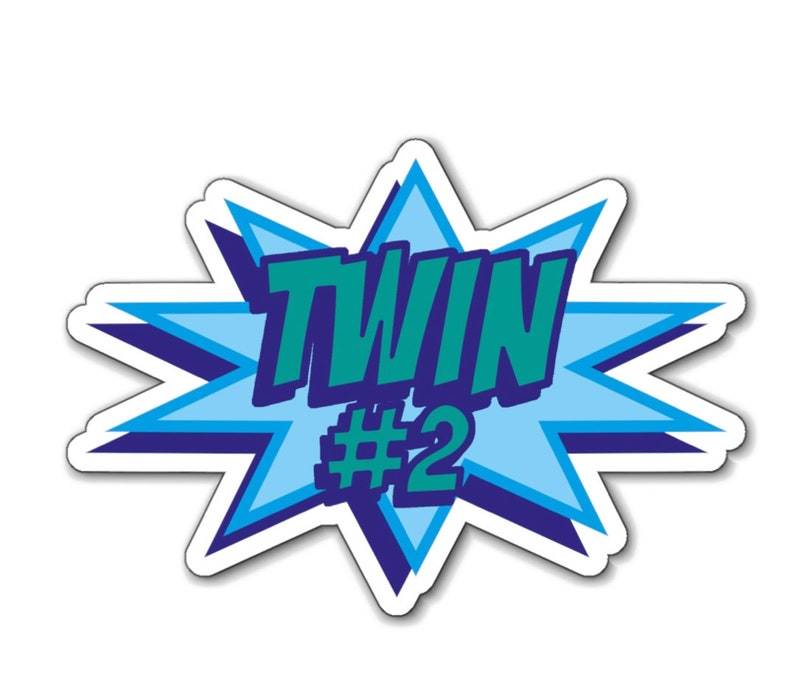 Gift for Twins 2 PACK Blue Comic Twin 1 and 2 Magnets