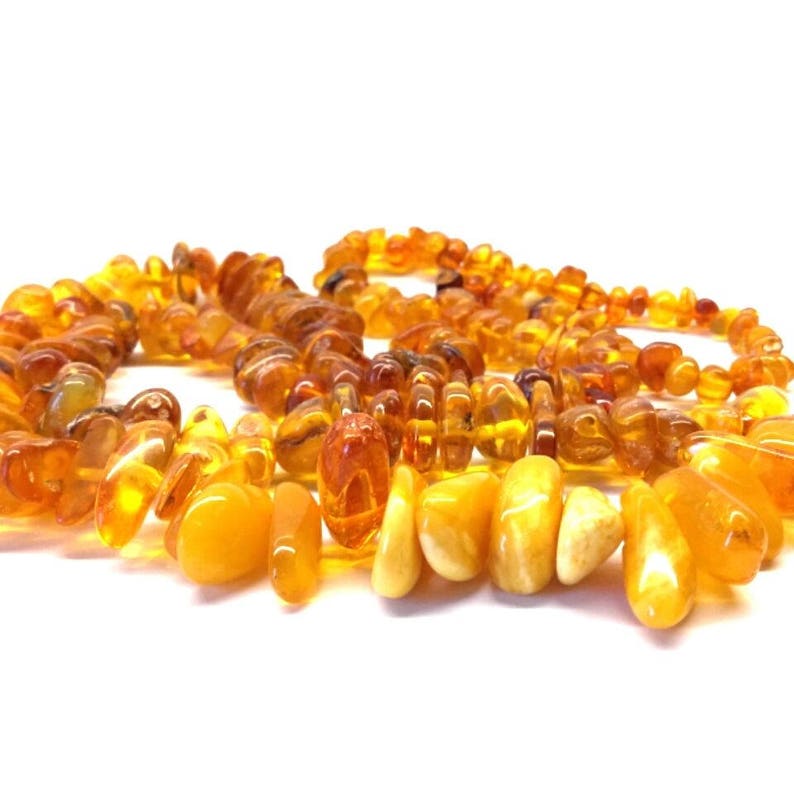 Amber Baltic Necklace Antique 94.19 Gr Egg Yolk Yellow Cognac Long 38.0 Inches