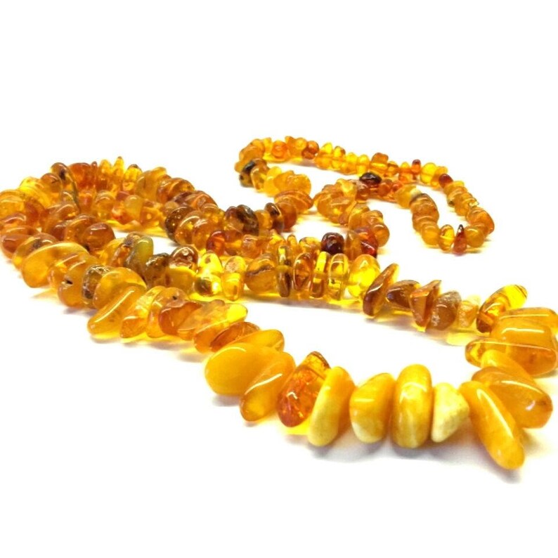 Amber Baltic Necklace Antique 94.19 Gr Egg Yolk Yellow Cognac Long 38.0 Inches