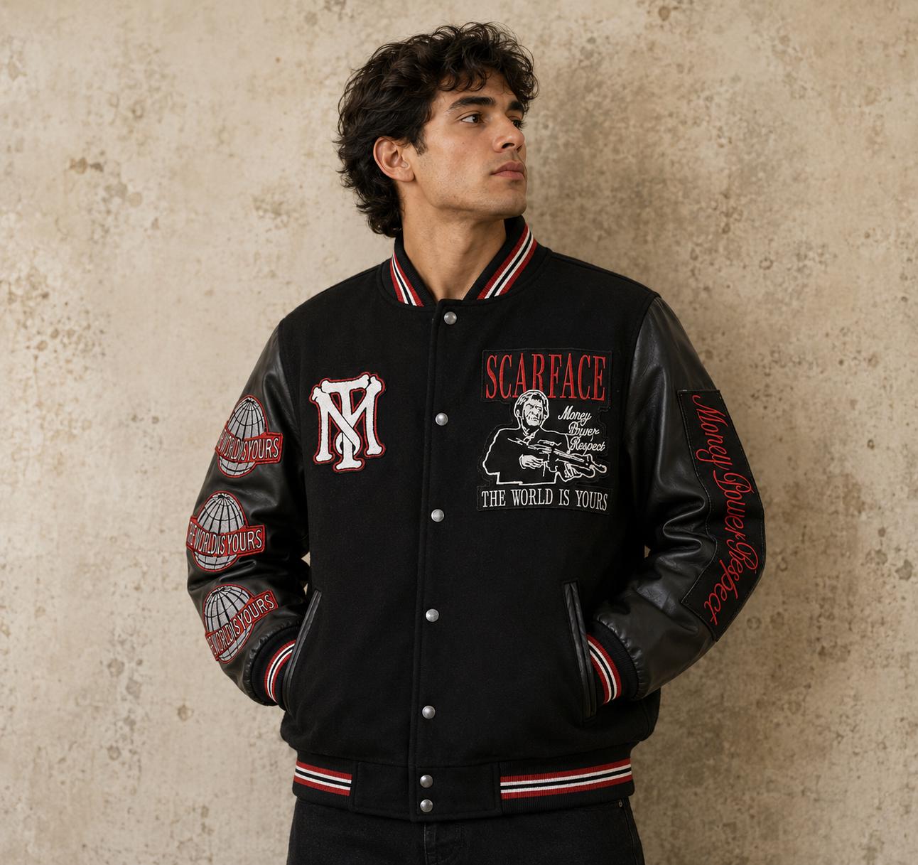 アルパチーノ　スカーフェイス バーシティジャケット　スタジャン　ジャンパー Scarface leather jacket - Etsy 日本