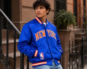 Giacca bomber in raso New York / Giacca stile college da basket retrò