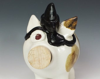 Pirate Piggy Bank with Eyepatch, Handmade OOAK Ceramic