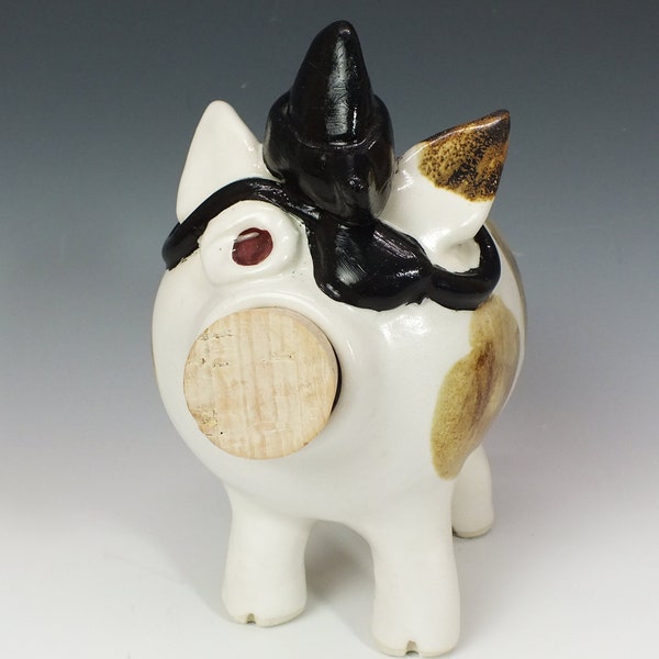 Pirate Piggy Bank with Eyepatch, Handmade OOAK Ceramic