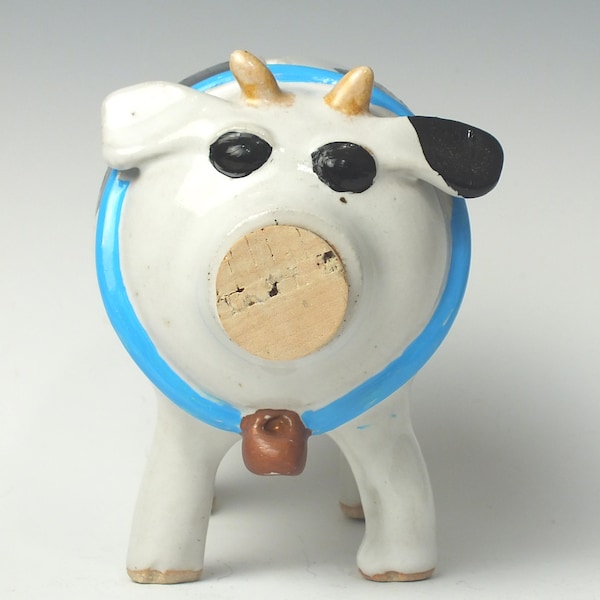 Cow  Bank, OOAK Clay Handmade Art, birthday gift, baby gift