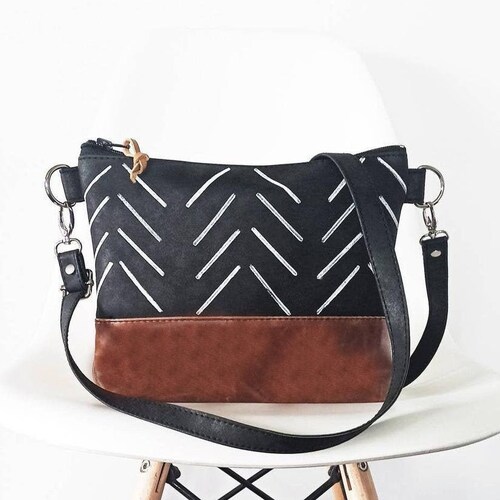 Geometric Print Crossbody Purse Vegan Leather Bag Crossbody Etsy