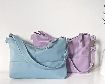 Vegan Leather Shoulder Bag: Small Top Handle Purse in Pastel colors