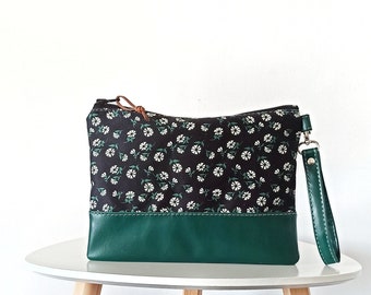 Pochette de type bracelet Grab N Go, Cuir végétalien, Imprimé floral