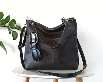 Grand sac hobo hobo, sac hobo souple avec poches, sac à bandoulière, sac à main décontracté, grand hobo fourre-tout minimaliste, sac à main pour femme