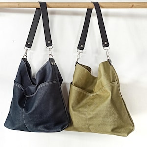 Große Hobo-Tasche mit Taschen, Hobo-Schultertasche, Lederband, Slouchy leichte Hobo-Geldbeutel, Lässige Stadttasche, Damenhandtasche
