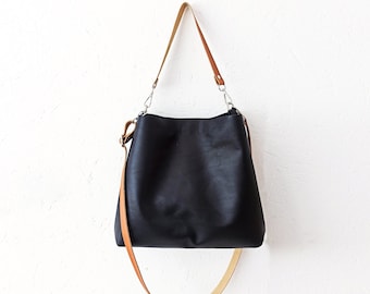 Sac hobo en cuir, sac à main bandoulière, cuir véritable, sac bandoulière noir, sac à main en cuir, sac minimaliste, sac à main en cuir, hobo