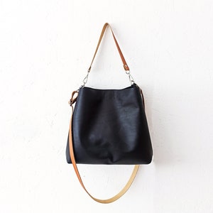 Leather hobo crossbody bag, Crossbody purse, Genuine leather, Black crossbody bag, Leather purse, Minimalist bag, Leather handbag, Hobo