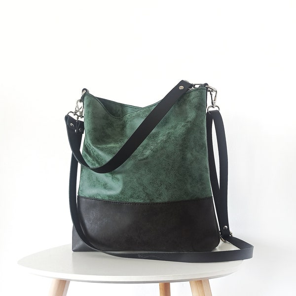 Crossbody hobo bag , Vegan leather hobo purse, Medium size, Forest green, Shoulder bag, Minimalist handbag, Mother's day gift , Casual bag