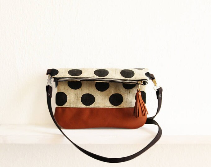 Dotted Crossbody Bag Canvas and Leather Printed Bag - Etsy