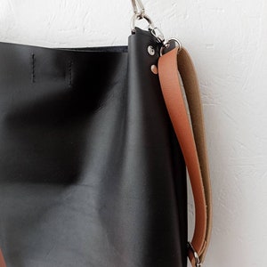 Leather hobo crossbody bag, Crossbody purse, Genuine leather, Black crossbody bag, Leather purse, Minimalist bag, Leather handbag, Hobo image 4