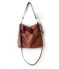 Large Vegan Leather Hobo Bag, Cognac Brown Shoulder Purse with Pockets & Leather Crossbody Strap product logo