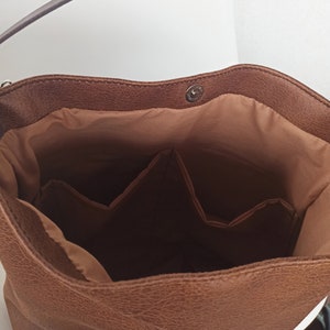 Grand sac hobo en cuir, sac hobo, sac hobo, marron cognac, effet vieilli, sac en cuir marron, sac hobo, sac seau image 3