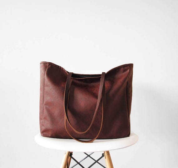 Grand sac fourre tout en cuir Vegan, ample fourre tout, détresse, casual fourre tout, sac fourre tout en cuir, Top poignée, sac à main, retour à Grand sac fourre tout en cuir Vegan, ample fourre tout, détresse, casual fourre tout, sac fourre tout en cuir, Top poignée, sac à main, retour à