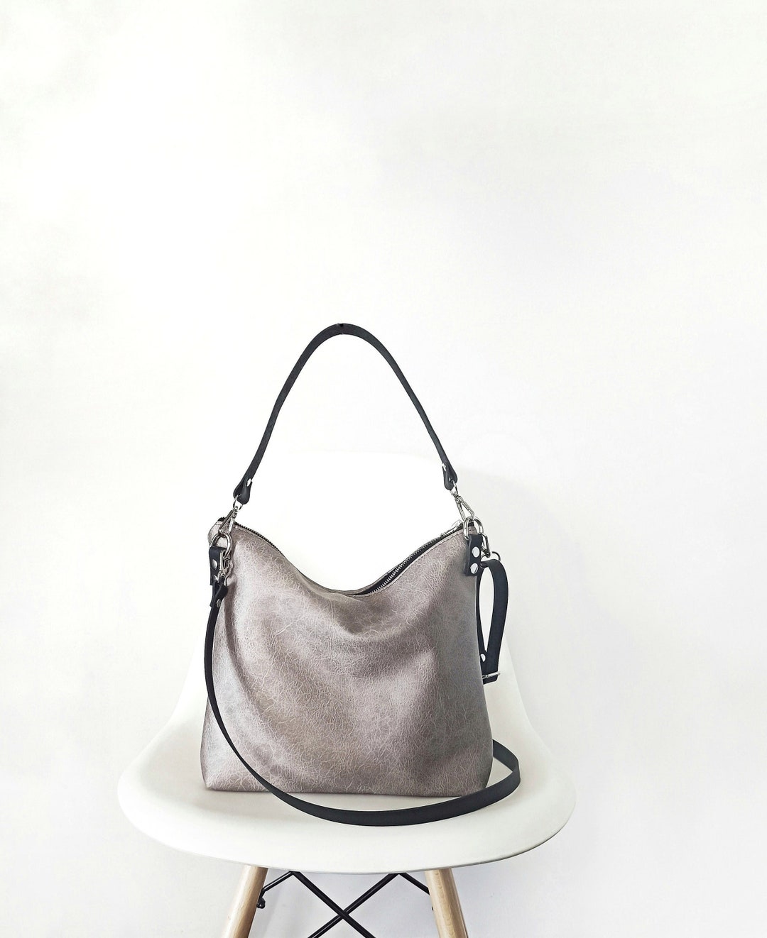 Medium Size Gray Hobo Purse, Crossbody Bag, Shoulder Bag