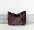 Large Vegan Leather Tote Bag, Slouchy Tote, Leather purse, Oversized tote, Brown handbag, Leather tote bag, Handbag product logo