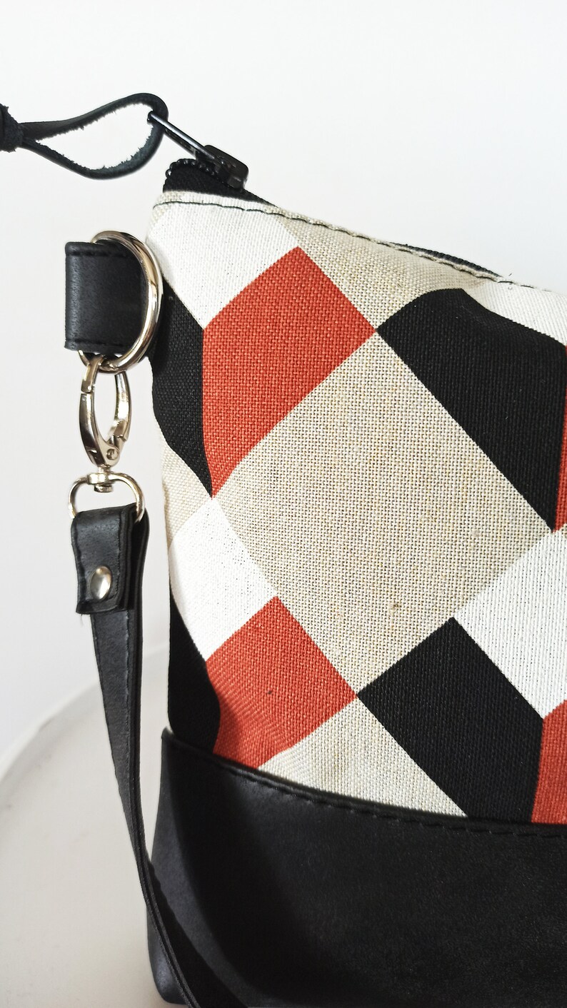 Geometric Print Crossbody Purse Small Crossbody Bag Linen Etsy