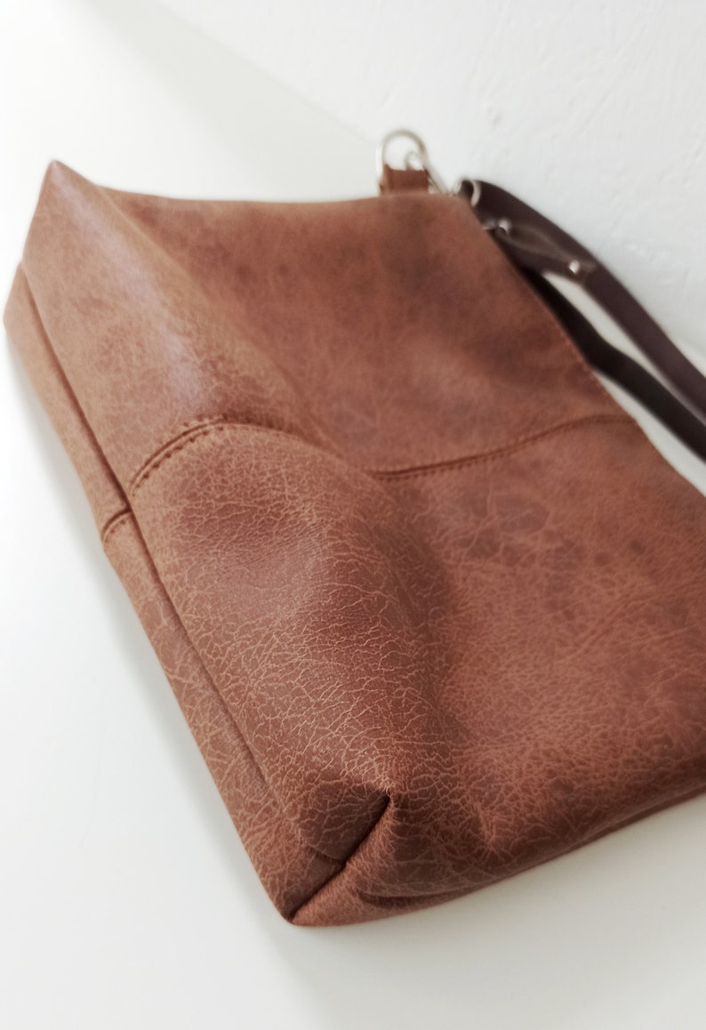 Brown Crossbody Bag Vegan Leather Crossbody Purse Cognac Etsy