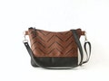 Brown and Black Vegan Leather Crossbody Bag: Geometric Arrow Print Boho Purse product logo