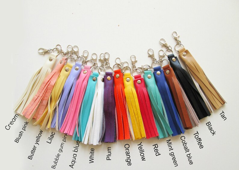Leather tassel Faux leather Keychain Accessories for bags Etsy