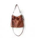 Large leather hobo bag, Vegan leather bag, Crossbody bag, Large crossbody purse, Shoulder bag, Cognac brown, Distressed Look, Casual handbag product logo