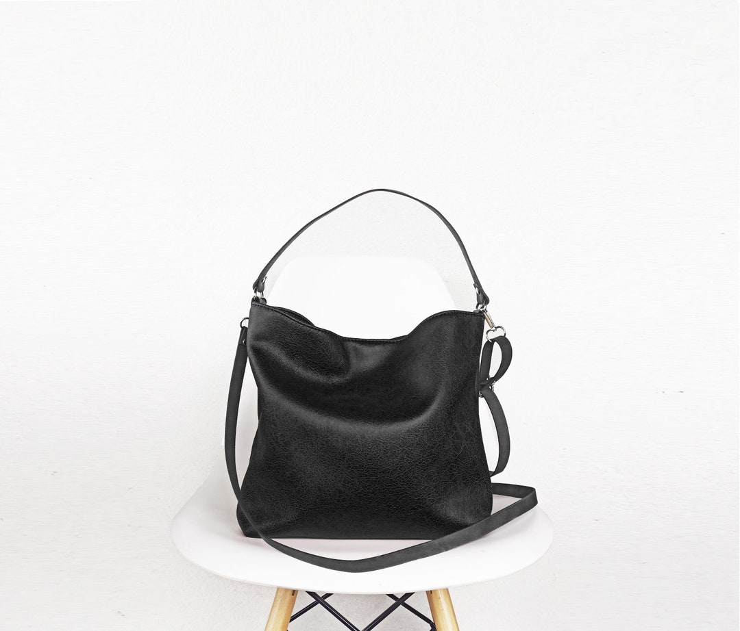 Black Hobo Leather Bag, Crossbody Hobo Bag, Shoulder Bag, Black