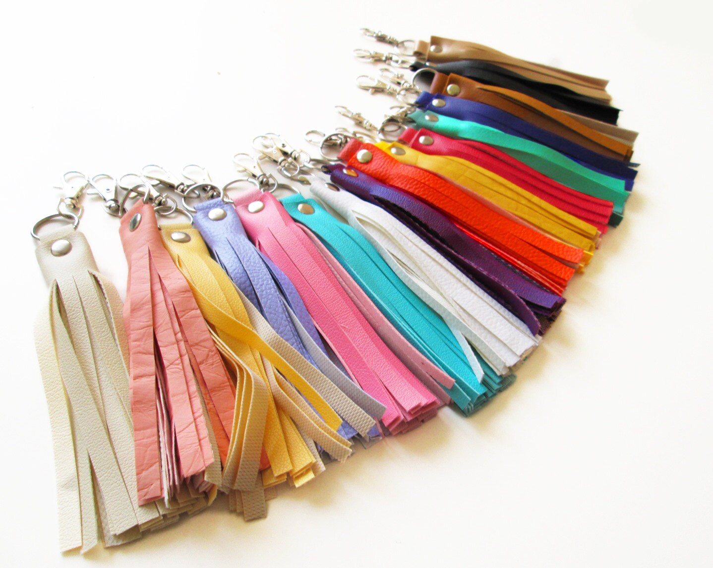 Leather tassel Faux leather Keychain Accessories for bags Etsy