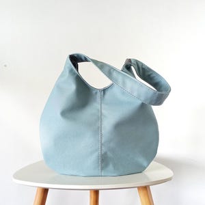 Sac hobo en cuir végétalien, sac hobo, sac à main pour femme bleu pastel, sac hobo souple et souple, hobo en cuir, sac à bandoulière, fourre-tout minimaliste