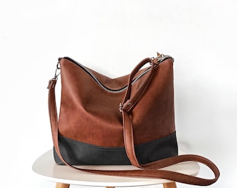 Medium Crossbody bag Neutral Colors, Vegan leather crossbody purse, Minimalist bag, Hobo purse for women, Leather Crossbody Shoulder bag