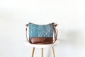 Geometric Print Crossbody Purse: Teal Blue Canvas & Vegan Leather Bag shoulder purse product logo