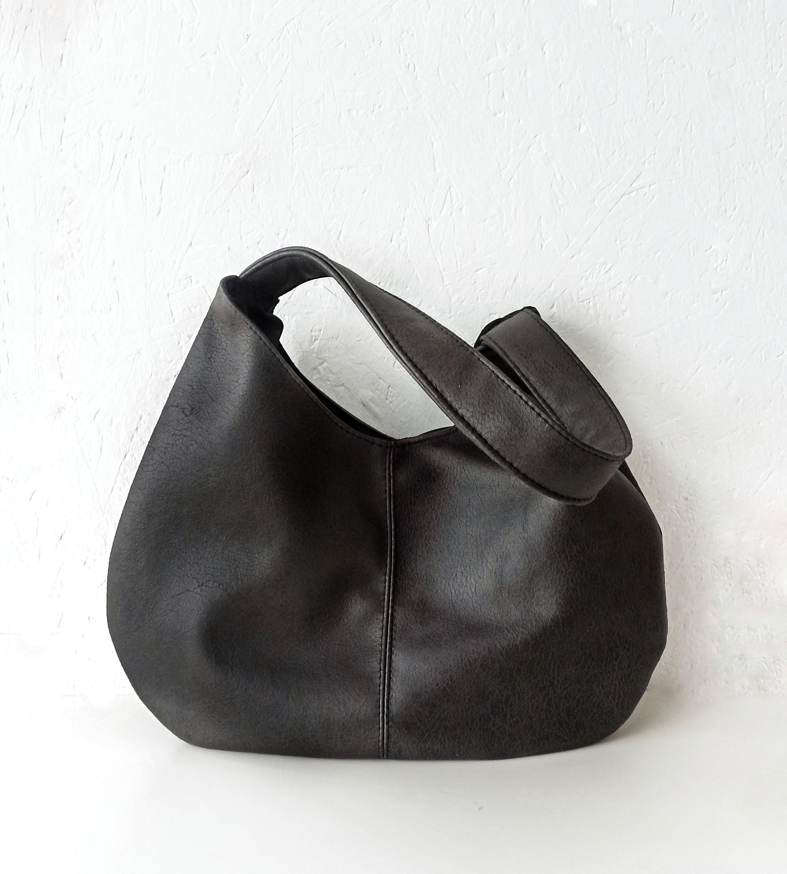 バッグ MINIMAL PU LEATHER HOBO BAG (BLACK) 3245 Minimalist Vegan Leather Hobo Bag: Black Slouchy Shoulder Purse - Etsy