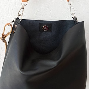 Leather hobo crossbody bag, Crossbody purse, Genuine leather, Black crossbody bag, Leather purse, Minimalist bag, Leather handbag, Hobo image 5