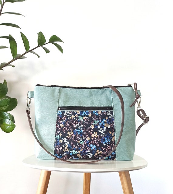 Large Crossbody Purse Women s Crossbody Bag Shoulder Bag Mint Blue Floral Bag Modern Travel Bag Summer Vacation Bag Gift for Her Etsy Ireland