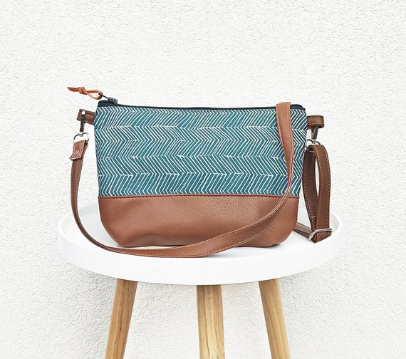 Crossbody leather bag Small crossbody purse Geometric print | Etsy