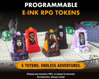 E-Ink Totem Tokens: DnD, Pathfinder RPG Miniatures Set | Dungeon Master Cadeauset | Tabletop